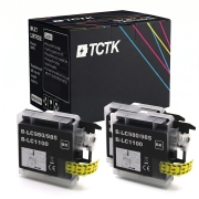 TCTK Druckerpatronen LC-1100 2er Set Schwarz kompatibel mit Brother DCP-145 C, DCP-163 C, DCP-165 C, DCP-185 C, DCP-195 C, DCP-197 C, DCP-365 CN, DCP-375 CW, DCP-380, DCP-383 C, ersetzt LC1100BK