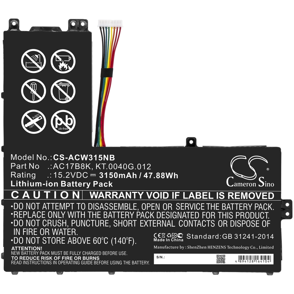 Kompatibler Ersatzakku für Acer AC17B8K,KT.0040G.012