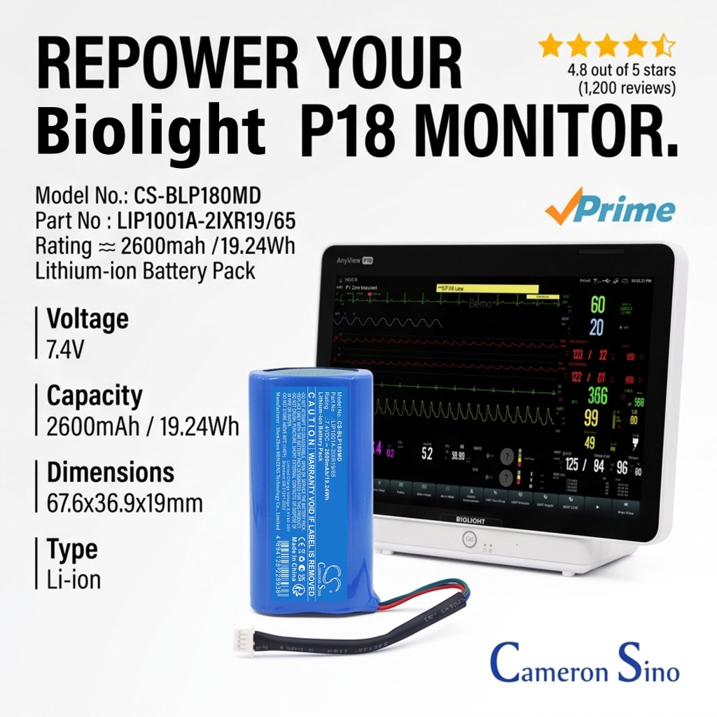 Akku kompatibel mit Biolight CS-BLP180MD