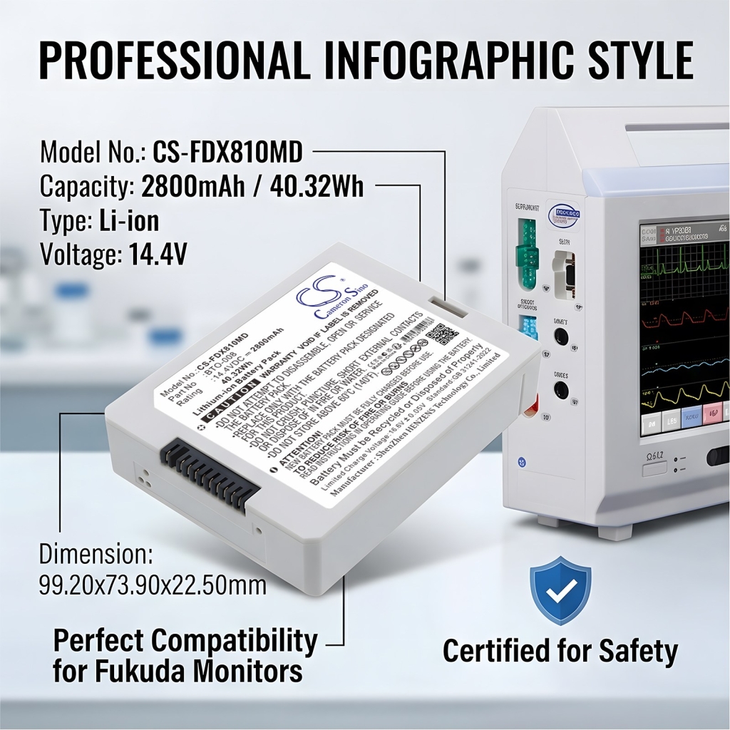 Akku kompatibel mit Fukuda denshi CS-FDX810MD
