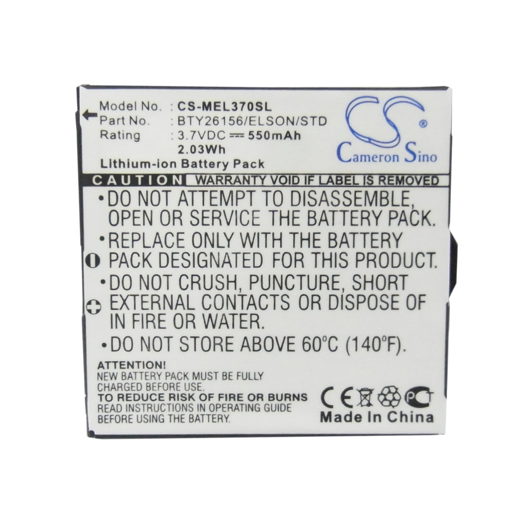 Compatible battery replacement for Elson BTY26156/ELSON/STD