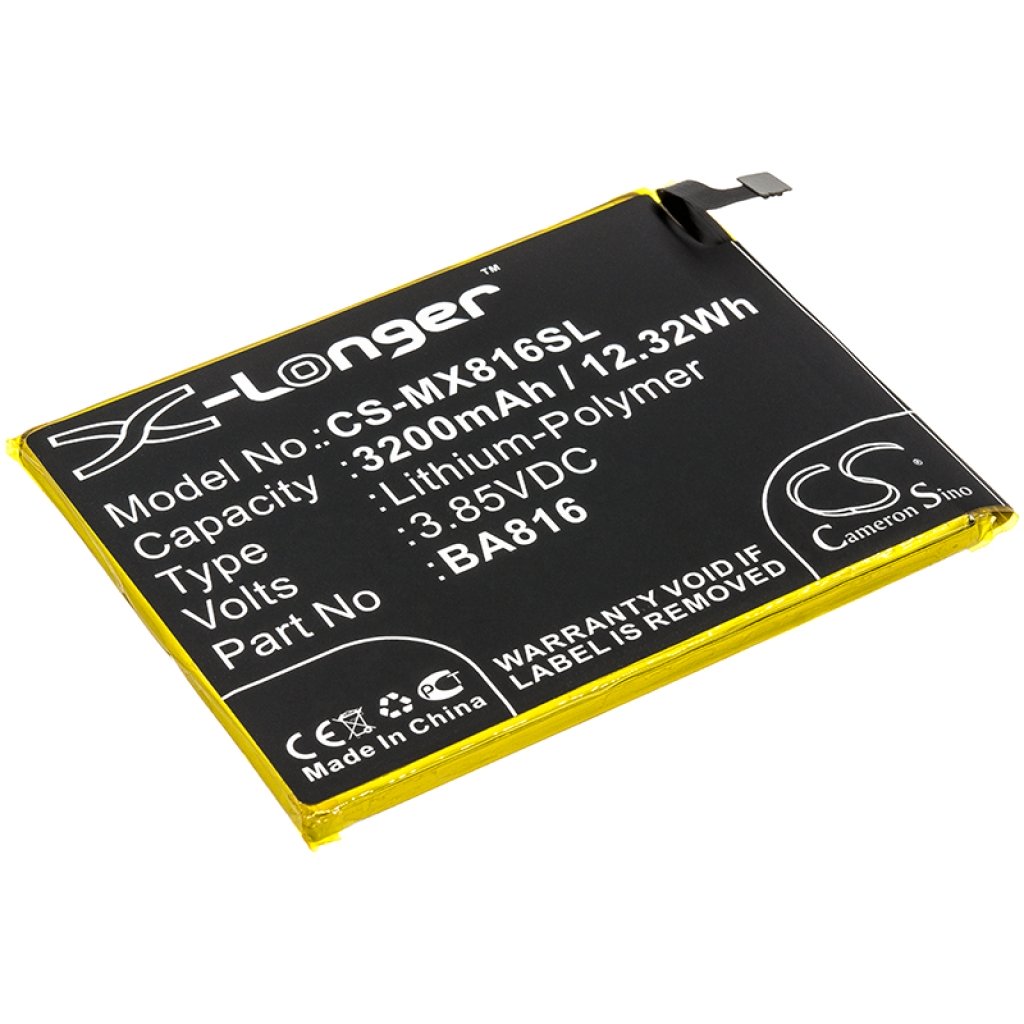 Compatible battery replacement for MeiZu BA816