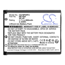 Compatible battery replacement for FUJIFILM BP-DC17,NP-45,NP-45A,NP-45B,NP-45S...