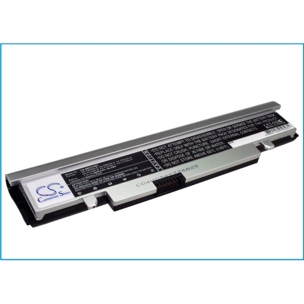 Cameron Sino CS-SNC210NT silberner Akku Samsung N210/N220, schräge Etikettansicht