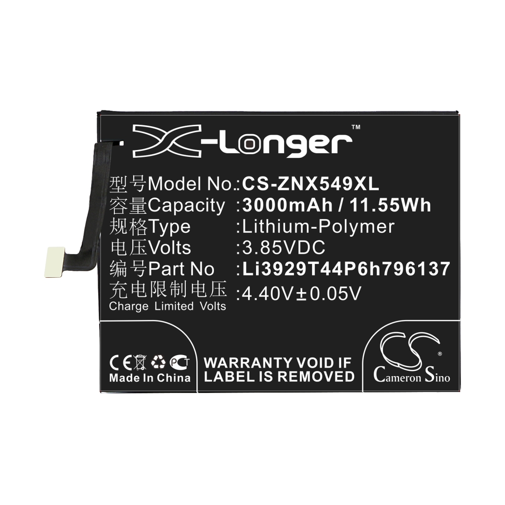 Compatible battery replacement for ZTE LI3929T44P6H796137