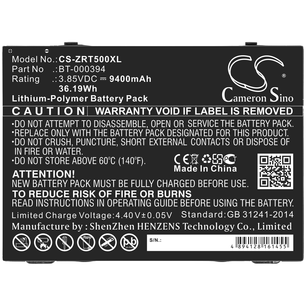 Tablet-PC Akkus Zebra CS-ZRT500XL