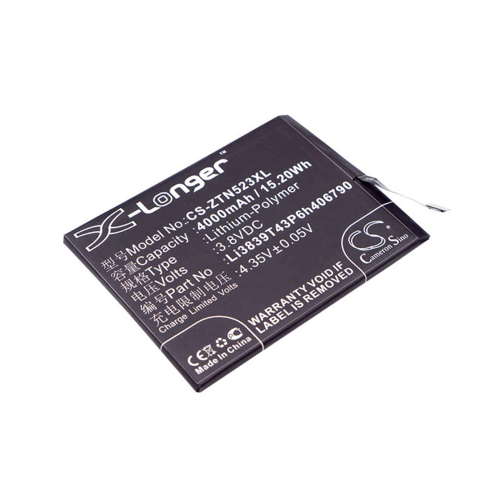 Compatible battery replacement for ZTE LI3839T43P6H406790