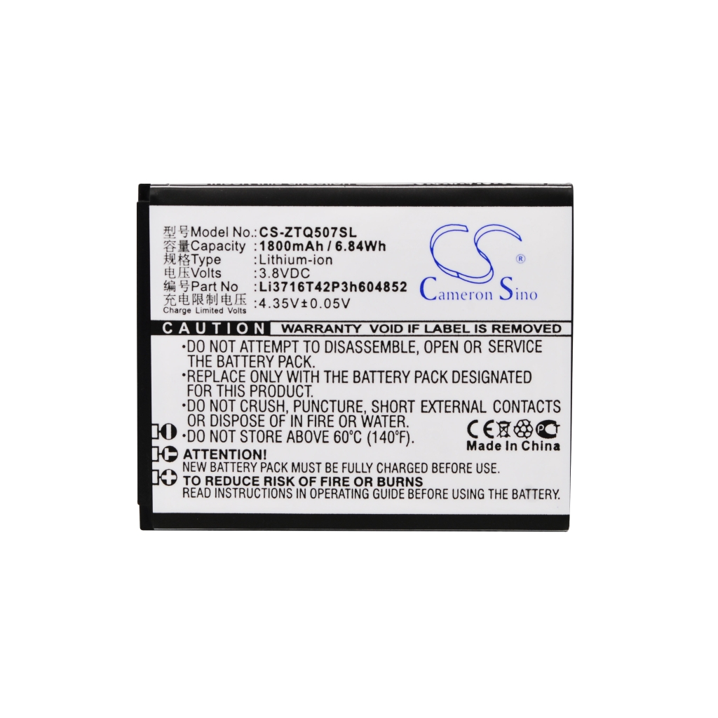 Compatible battery replacement for ZTE LI3716T42P3H604852
